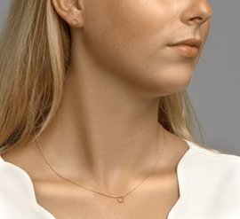 Goudkleurige Anker Collier met Opengewerkte Cirkel Hanger van Zilver