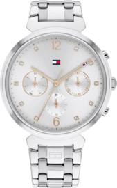 Tommy Hilfiger Zilverkleurig Dames Horloge met Zirkonia’s