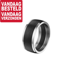 Carbon Ring met Glanzende Edelstalen Randen / 20,2