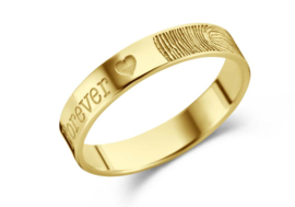 Names4ever 14K Geelgouden Ring met Naam en Vingerafdruk