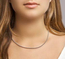 Zilveren Bolletjes Collier met Rhodium