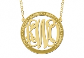 Names4ever Monogram Hanger met Namen + Gouden Ketting GMH021