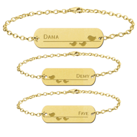 Gouden Moeder Dochter Armbandjes Set van Drie met Vogeltjes > Names4ever