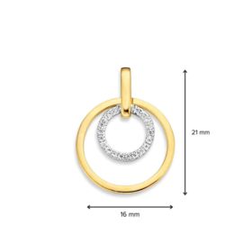 Excellent Jewelry Opengewerkte Bicolor Cirkel Hanger met Zirkonia’s