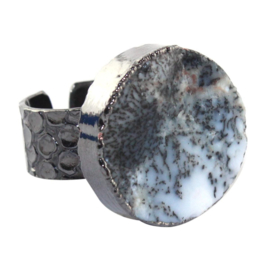 Ring met Dendrite Opaal Natuursteen van Sujasa