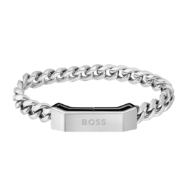 BOSS CARTER Zilverkleurige Stalen Schakelarmband 19 cm