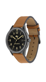 Lacoste Zwart Continental Heren Horloge met Lichtbruin Horlogeband