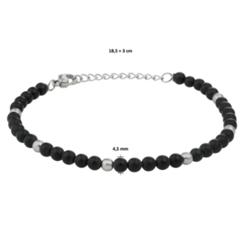 Onyx Armband van Edelstaal | Lengte 18,5 + 3 cm