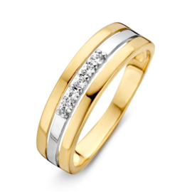 Excellent Jewelry Drie Stroken Ring van Goud met Zirkonia’s