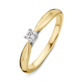 Excellent Jewelry Geelgouden Ring met 0,09crt. Diamant