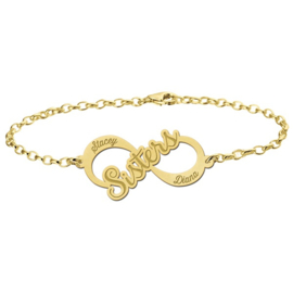 Sisters Armband van Goud met Infinity Hanger > Names4ever