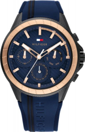 Tommy Hilfiger Zwart Heren Horloge met Roségoudkleurige Bezel