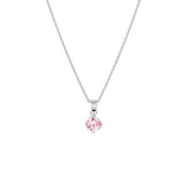 Zilveren Collier met Roze Zirkonia