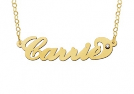 Names4ever Carrie Stijl Gouden Naamketting + Zirkonia