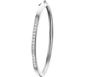 Dunne Scharnier Bangle armband van Zilver met Zirkonia’s