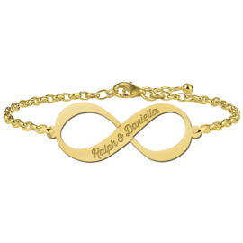 Names4ever Gouden Infinity Armband met Twee Namen