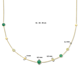 Gouden Collier Groen Agaat, Kwartsiet en Rondjes – 41 – 43 – 45 cm