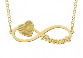 Names4ever Gouden Infinity Hanger met Hart en Vingerafdruk