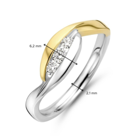 Excellent Jewelry Bicolor Golvende Ring met Briljanten Kopstuk