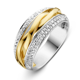 Excellent Jewelry Witgouden 9mm Ring met Twist Geelgouden Strook