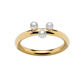 Goudkleurige Ring met Drie Zoetwaterparels van M&M