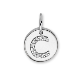 Letter C Bedel Hanger van Zilver met Zirkonia’s