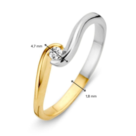 Excellent Jewelry Bicolor Ring met Gedraaid Zirkonia Kopstuk