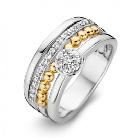 Excellent Jewelry Goud met Zilveren Ring met Zirkonia’s voor Dames