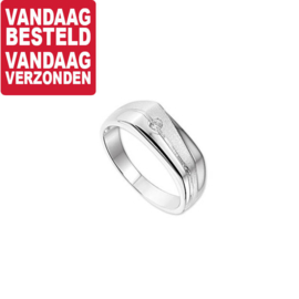 Gepolijst met Matte Zilveren Zirkonia Ring voor Heren / Maat 19