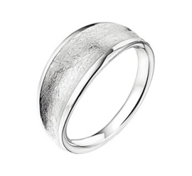 Zilveren Dames Ring met Breed Gescratcht Oppervlak