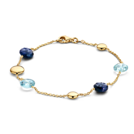 Excellent Jewelry Geelgouden Armband met Blauwe Edelstenen