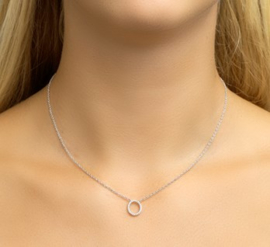 Anker Collier van Gerhodineerd Zilver met Ovaalvormige Zirkonia Hanger