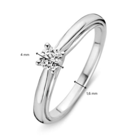 Excellent Jewelry Witgouden Bolstaande Ring met Kleurloze Diamant