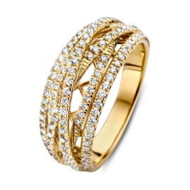 Excellent Jewelry Gouden Stroken Ring met 0,71crt. Diamanten
