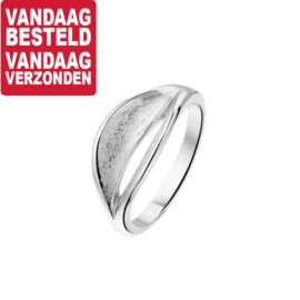 Ring met Gescratcht Opengewerkt Kopstuk van Zilver / Maat 17,8