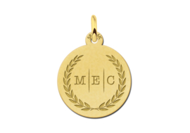 Gouden Initialen Ketting Hanger met Lauwerkrans en Drie Letters | Names4ever