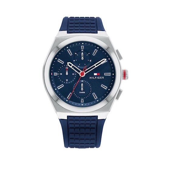 Tommy Hilfiger Connor Heren Horloge mt Blauwe Siliconen