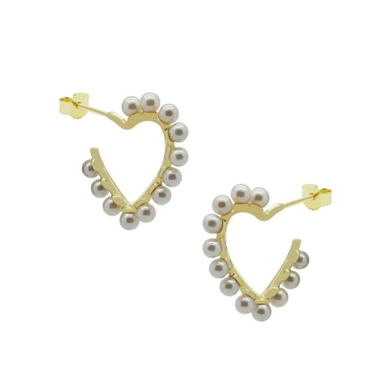 Karma Gouden Oorstekers Symbols XL Heart of Pearls