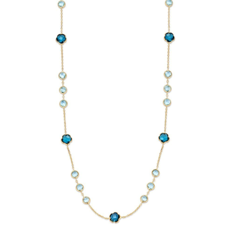 Excellent Jewelry Geelgouden Collier met Blauwe Topaas Edelstenen