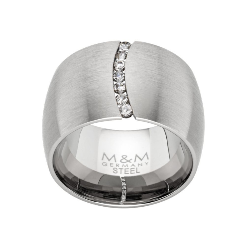 Zilverkleurige Brede Ring met Zirkonia Rij van M&M | 19mm