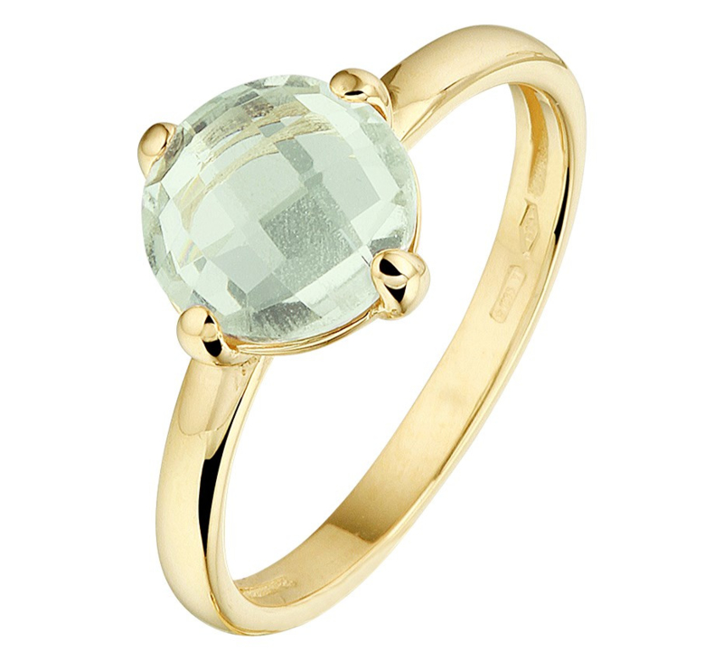 Onwijs Gouden Ring met Groene Amethist Edelsteen voor Dames WF-84