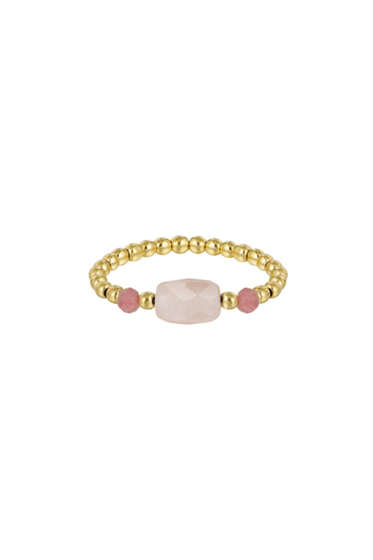 Elastieken Ring Drie Kralen - Roze - One size | YEHWANG