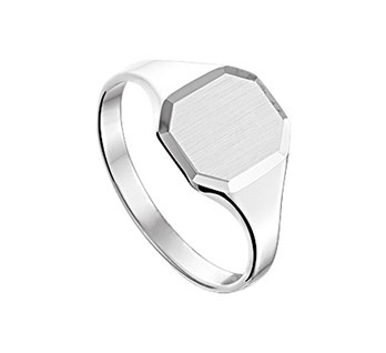 Zilveren Jongens Ring met Mat Gediamanteerd Oppervlak