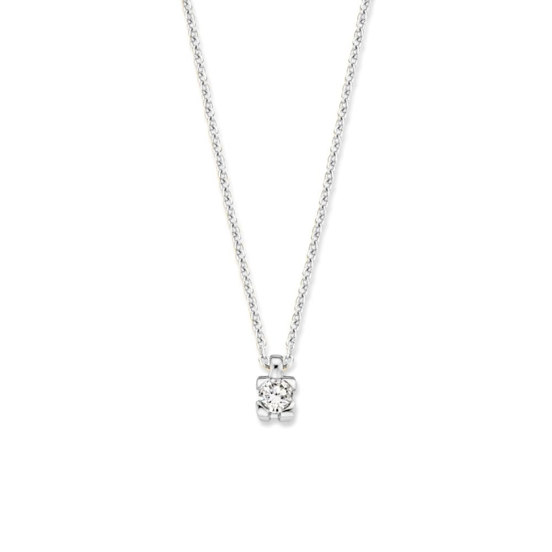 Excellent Jewelry Witgouden Collier met 0,10 crt. Diamant Hanger
