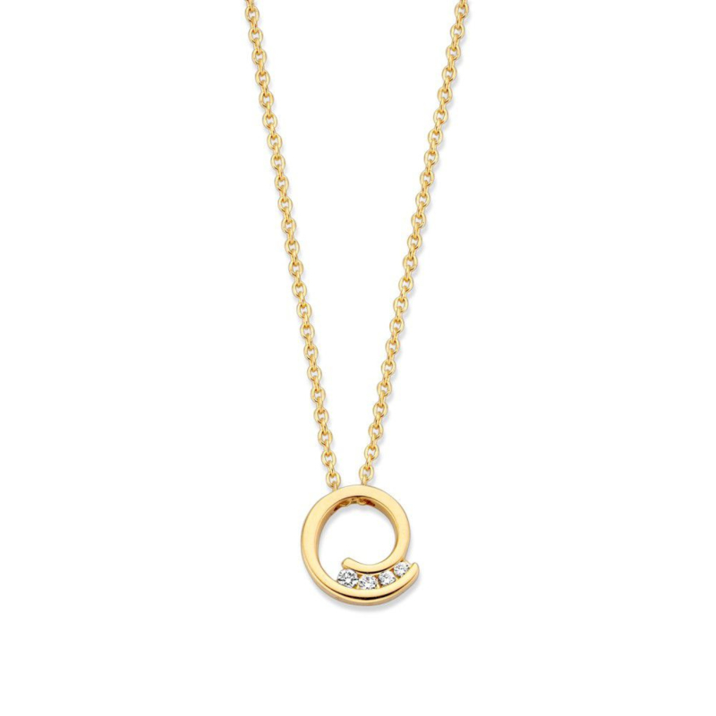 Excellent Jewelry Gouden Collier met Twirl Diamant Hanger