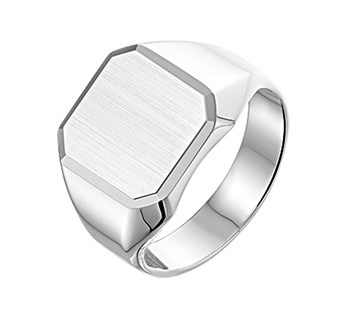 Graveer Ring met Gediamanteerd Zilveren Plaatje voor Jongens