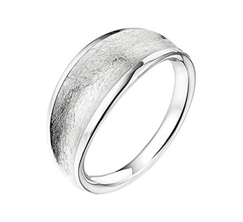 baas klant Luxe Zilveren Dames Ring met Breed Gescratcht Oppervlak