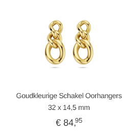 Goudkleurige Schakel Oorhangers 32 x 14,5 mm