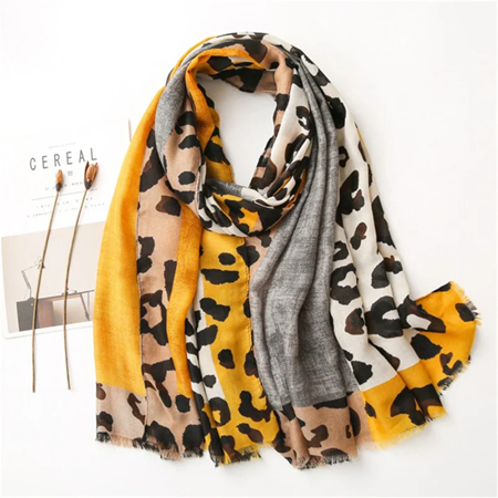 Gele Sjaal met Panter Print M1577