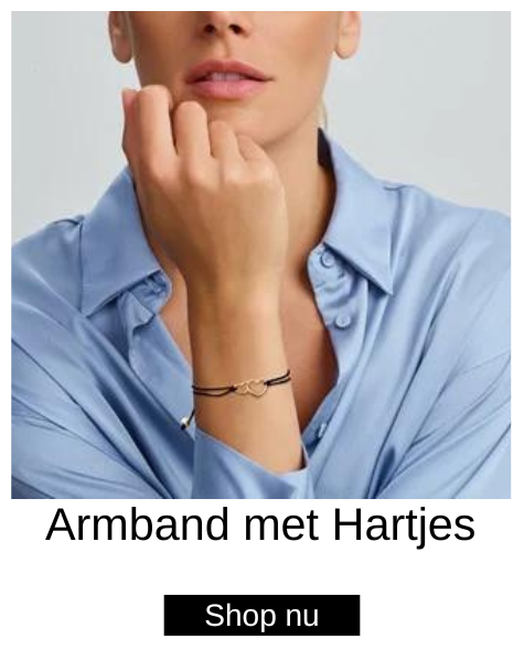 Armband van Zwart Katoen met Hartjes
